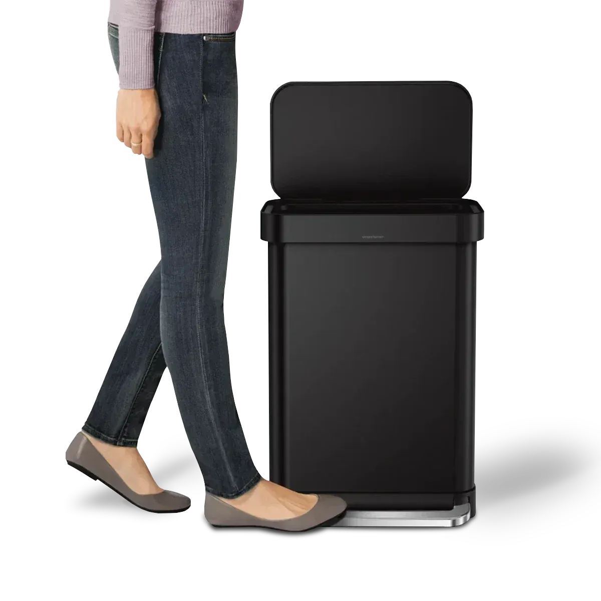 simplehuman 55-Liter Matte Black Indoor Kitchen Hinged Lid Trash Can - A-1 Thread Vault