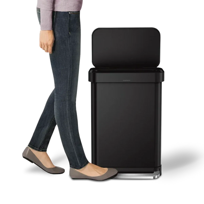 simplehuman 55-Liter Matte Black Indoor Kitchen Hinged Lid Trash Can - A-1 Thread Vault