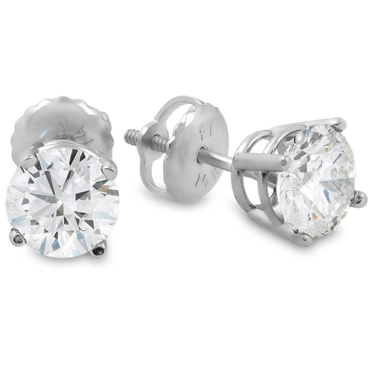 Single 0.40CT Real Genuine Diamond Stud Earring 14k Solid Gold Wow - A-1 Thread Vault