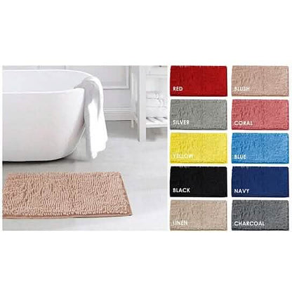 Slip-Resistant Shag Anna Chenille Soft Absorbent Bath Mat Bathroom Rug 17" x 24" - A-1 Thread Vault