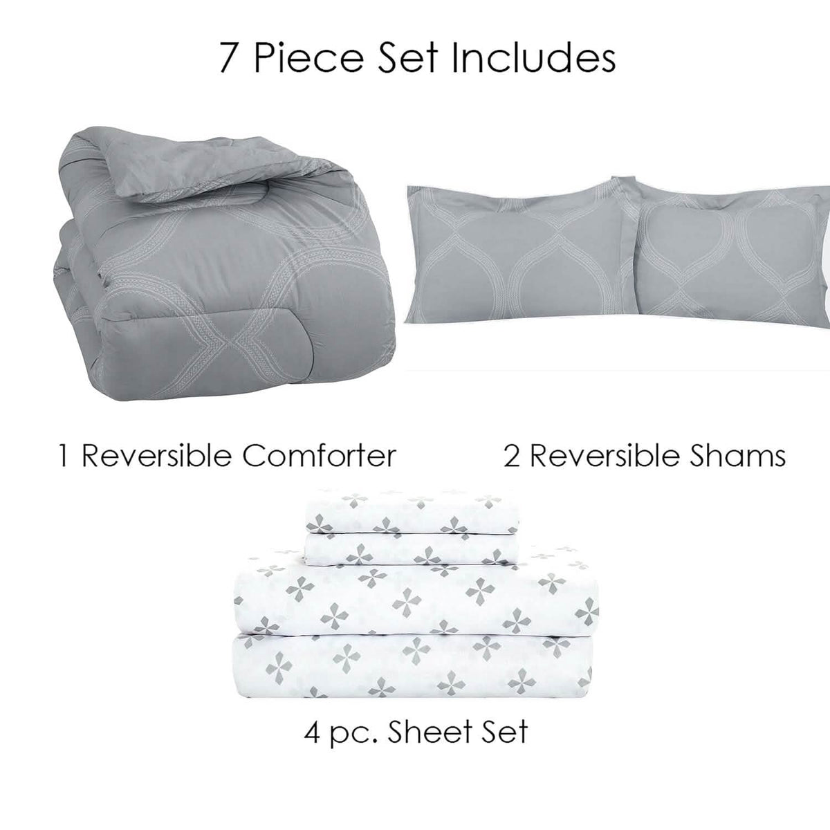 Sloane Street Ogee Bed in a Bag with Solid Reverse Comforter - A-1 Thread Vault