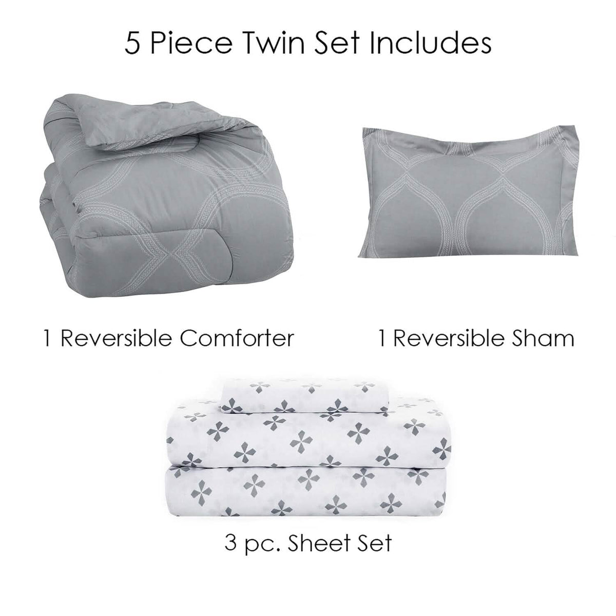 Sloane Street Ogee Bed in a Bag with Solid Reverse Comforter - A-1 Thread Vault