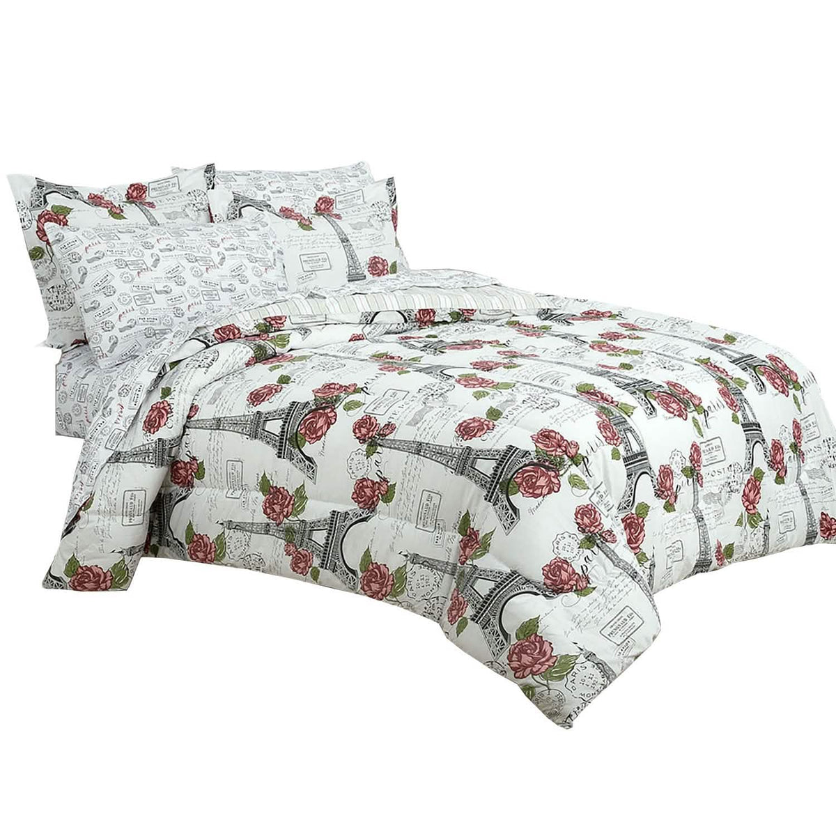 Sloane Street Paris Rose Eiffel Tower Reversible Bed in a Bag - A-1 Thread Vault