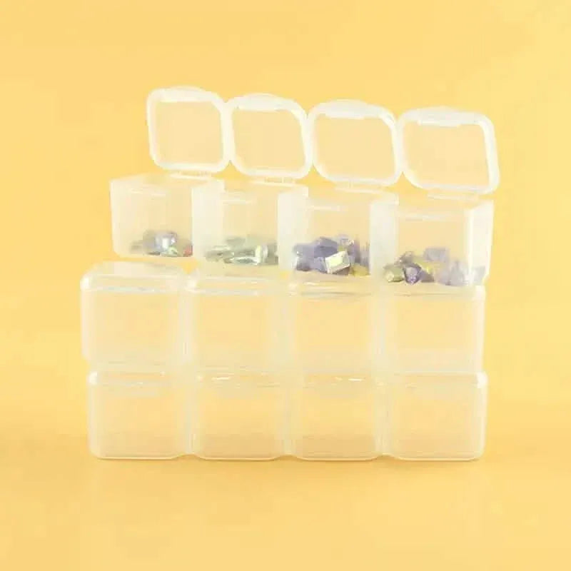 Small 28 Grids Diamond Box Clear Plastic Jewelry Craft Storage Container - A-1 Thread Vault