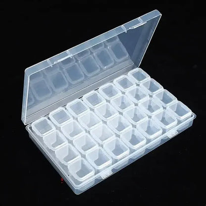 Small 28 Grids Diamond Box Clear Plastic Jewelry Craft Storage Container - A-1 Thread Vault