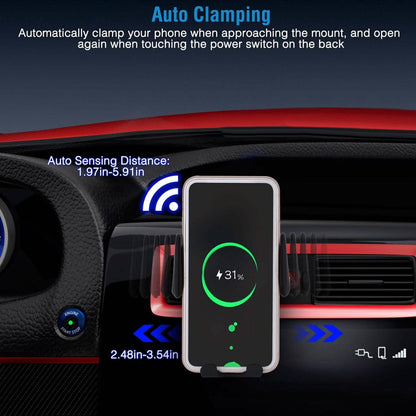 Smart Car Wireless Charger Auto Sensing Phone Holder 10W Qi Fast Charging Air Vent - A-1 Thread Vault