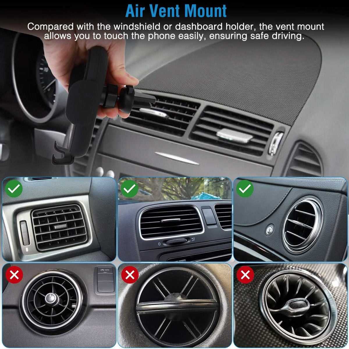 Smart Car Wireless Charger Auto Sensing Phone Holder 10W Qi Fast Charging Air Vent - A-1 Thread Vault