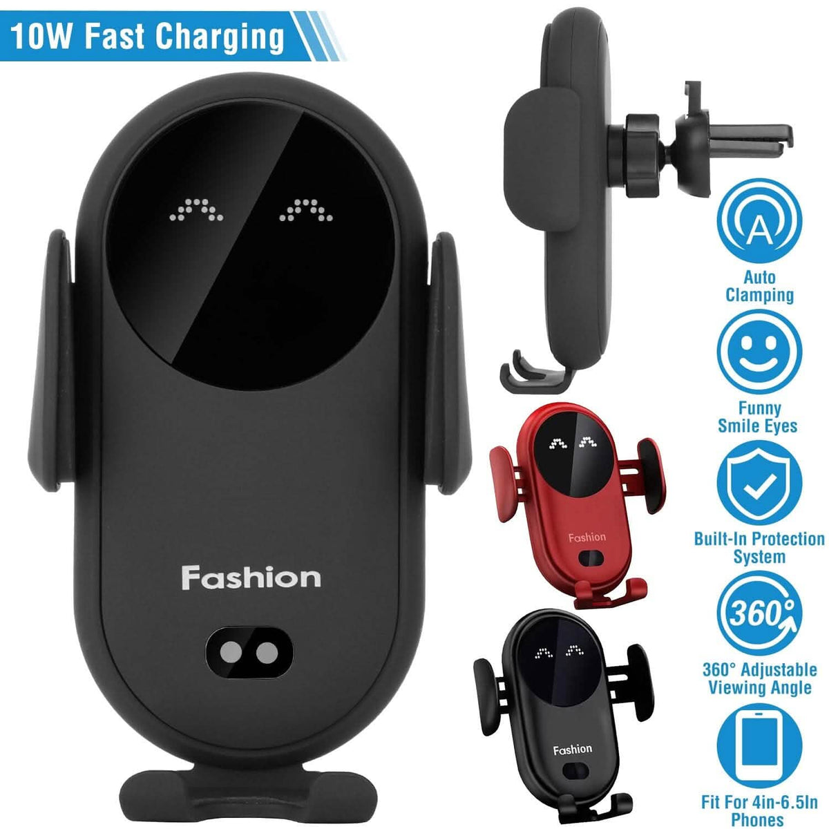 Smart Car Wireless Charger Auto Sensing Phone Holder 10W Qi Fast Charging Air Vent - A-1 Thread Vault