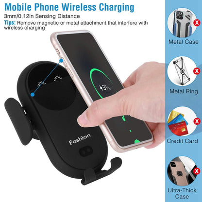 Smart Car Wireless Charger Auto Sensing Phone Holder 10W Qi Fast Charging Air Vent - A-1 Thread Vault