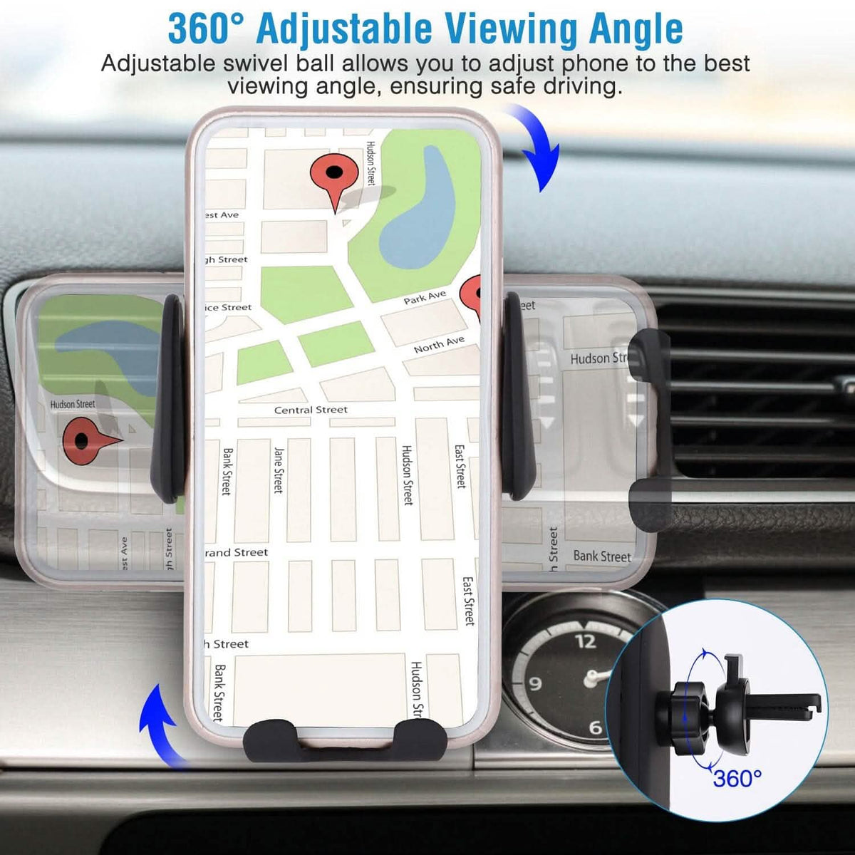 Smart Car Wireless Charger Auto Sensing Phone Holder 10W Qi Fast Charging Air Vent - A-1 Thread Vault