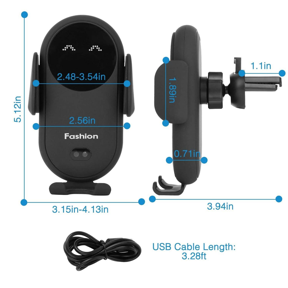 Smart Car Wireless Charger Auto Sensing Phone Holder 10W Qi Fast Charging Air Vent - A-1 Thread Vault