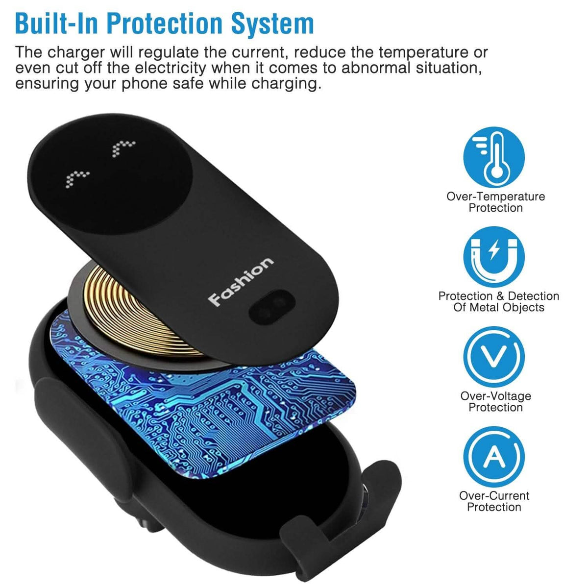 Smart Car Wireless Charger Auto Sensing Phone Holder 10W Qi Fast Charging Air Vent - A-1 Thread Vault