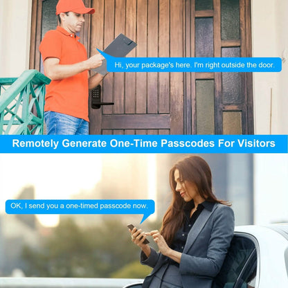 Smart Door Lock with Handle Fingerprints Passcode Keys Fobs App Control - A-1 Thread Vault