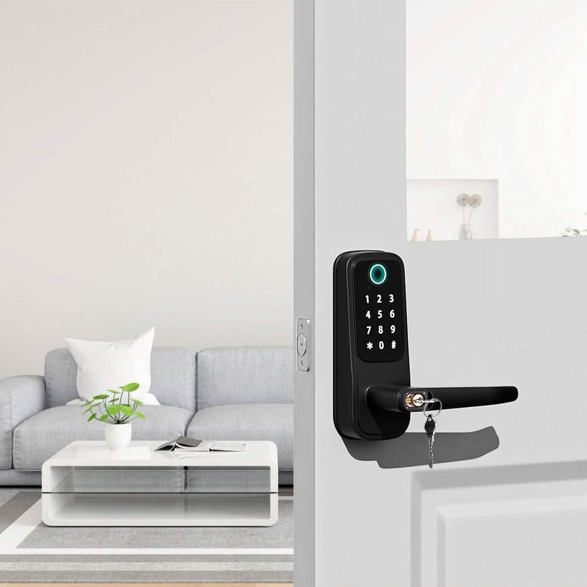 Smart Door Lock with Handle Fingerprints Passcode Keys Fobs App Control - A-1 Thread Vault