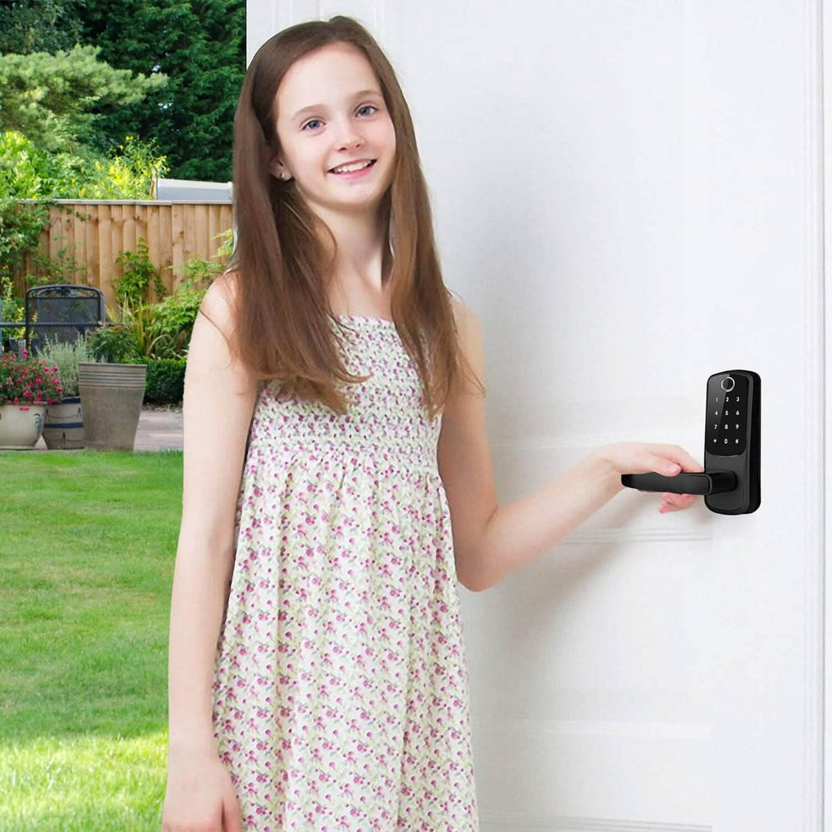 Smart Door Lock with Handle Fingerprints Passcode Keys Fobs App Control - A-1 Thread Vault