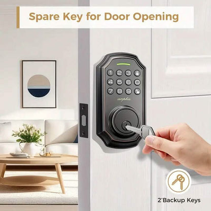 Smart Keypad Door Deadbolt Lock Set with 100-Code Keyless Entry and Anti-Peeking Password - A-1 Thread Vault