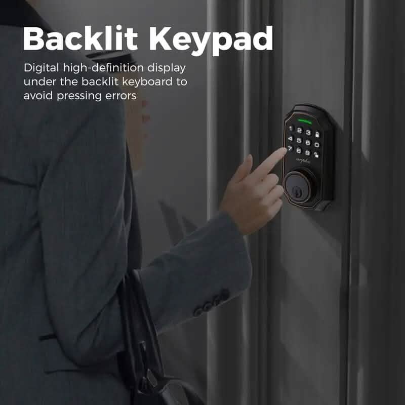 Smart Keypad Door Deadbolt Lock Set with 100-Code Keyless Entry and Anti-Peeking Password - A-1 Thread Vault