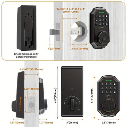 Smart Keypad Door Deadbolt Lock Set with 100-Code Keyless Entry and Anti-Peeking Password - A-1 Thread Vault