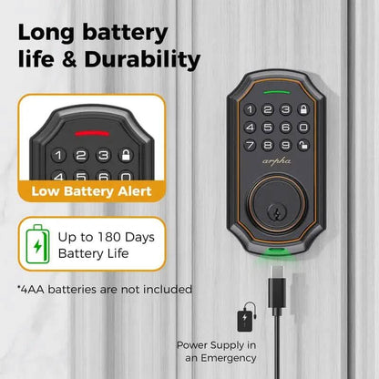 Smart Keypad Door Deadbolt Lock Set with 100-Code Keyless Entry and Anti-Peeking Password - A-1 Thread Vault