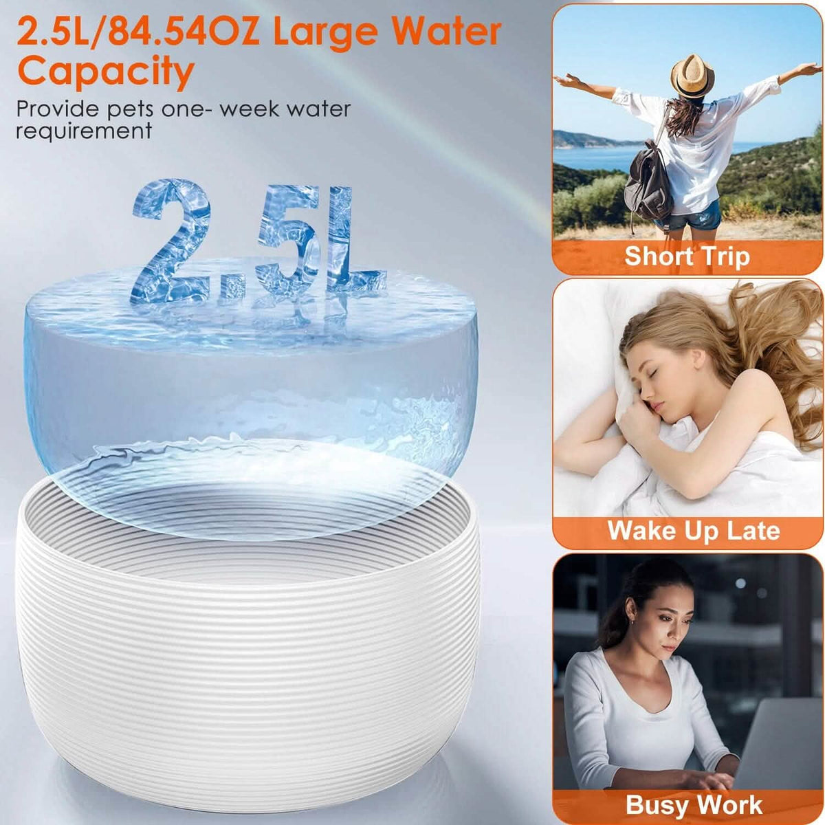 Smart Pet Drinking Fountain with LED Light 7-Pack Replaceable Water Filters - A-1 Thread Vault