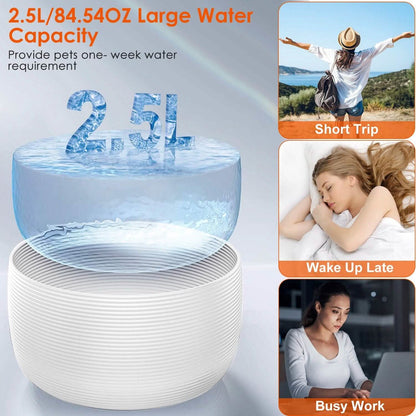 Smart Pet Drinking Fountain with LED Light 7-Pack Replaceable Water Filters - A-1 Thread Vault