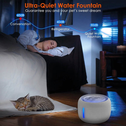 Smart Pet Drinking Fountain with LED Light 7-Pack Replaceable Water Filters - A-1 Thread Vault