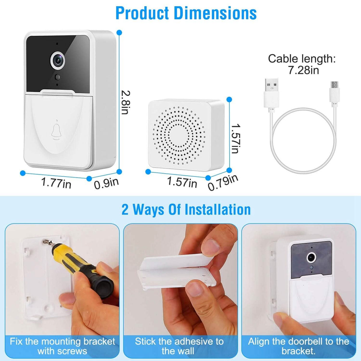 Smart Wireless Wi-Fi Video Security Doorbell - A-1 Thread Vault