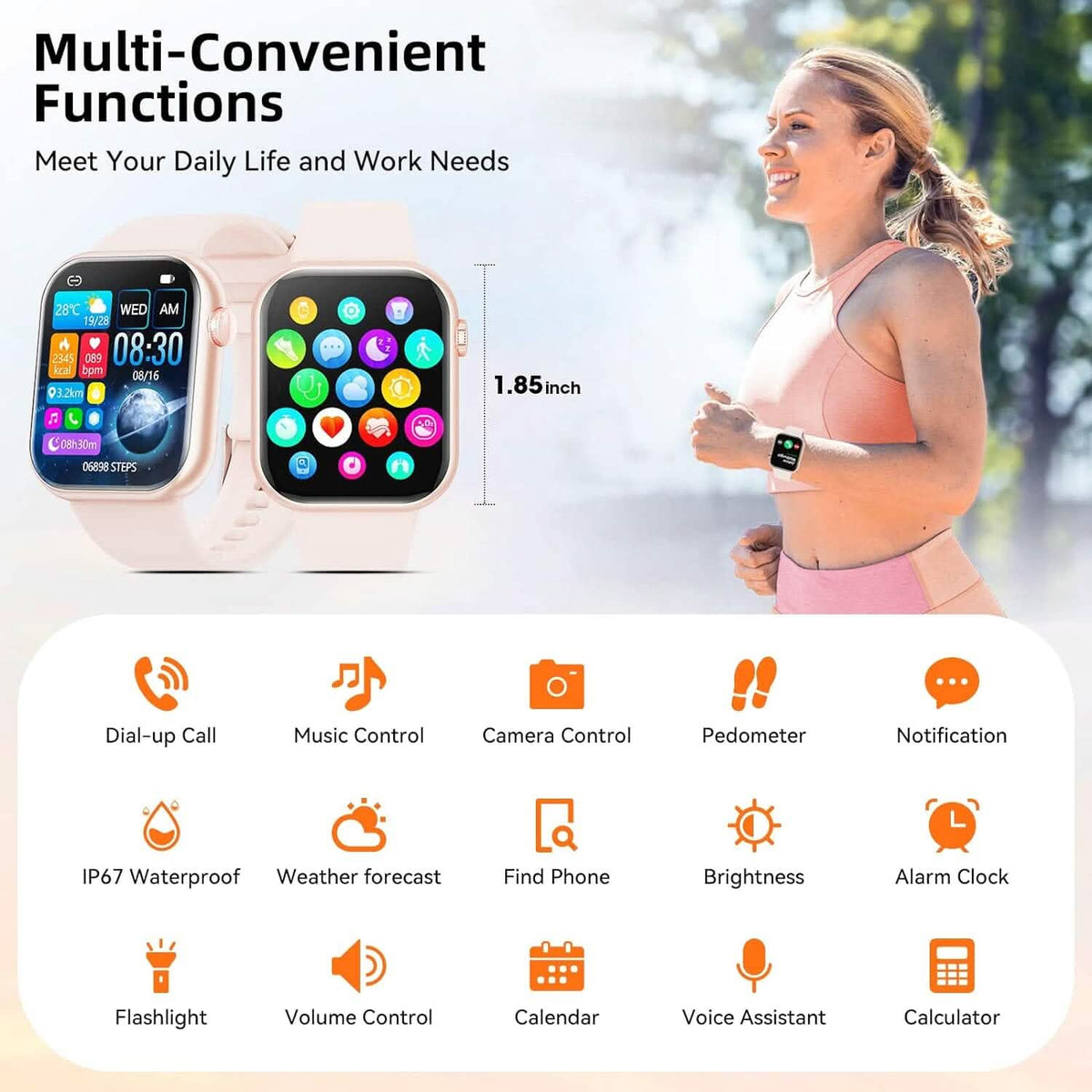 Smartwatch Sport Mode Pink (Refurbished) - A-1 Thread Vault