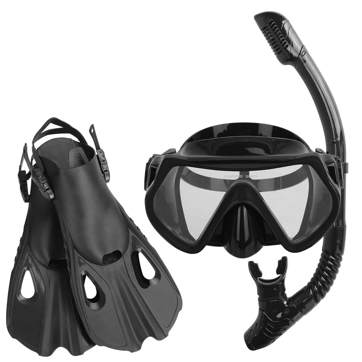 Snorkling Gear Mask Fin Set with Adjustable Swim Fins - A-1 Thread Vault