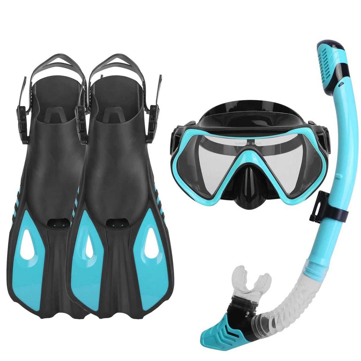 Snorkling Gear Mask Fin Set with Adjustable Swim Fins - A-1 Thread Vault