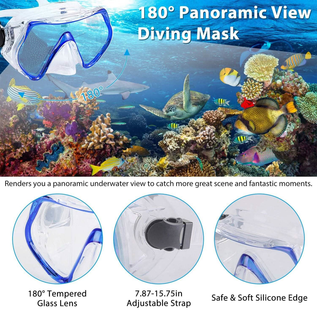 Snorkling Gear Mask Fin Set with Adjustable Swim Fins - A-1 Thread Vault