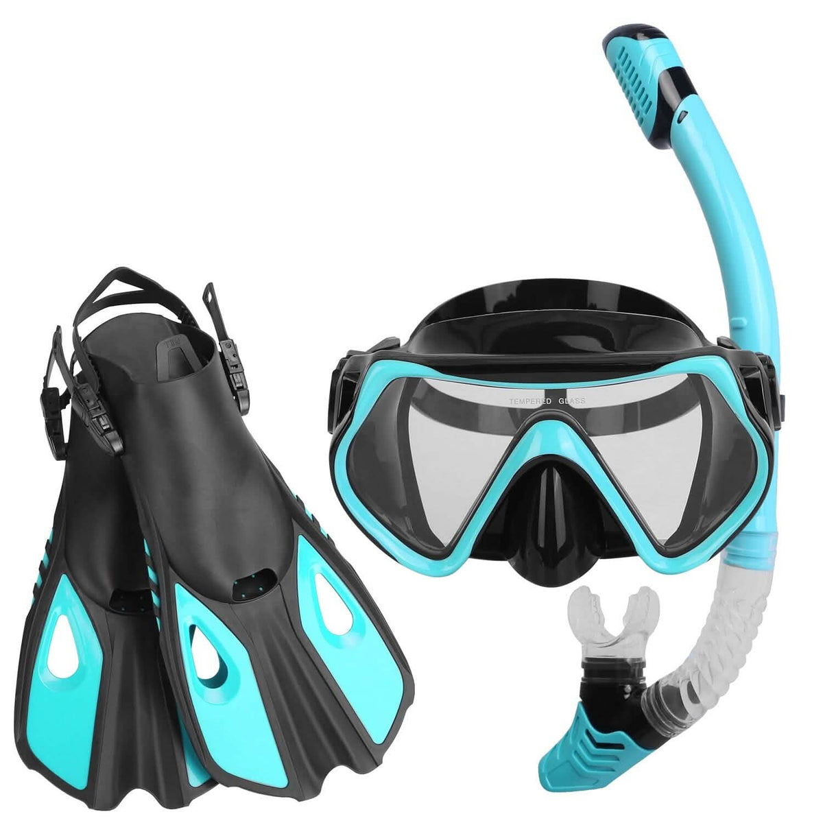 Snorkling Gear Mask Fin Set with Adjustable Swim Fins - A-1 Thread Vault