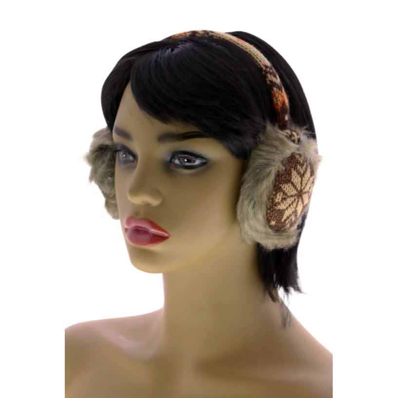 Snowflake Earmuffs with Fur Trim - A-1 Thread Vault