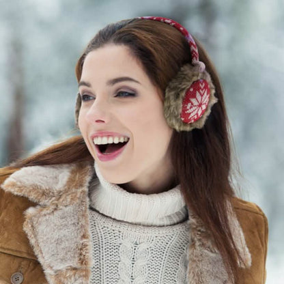 Snowflake Earmuffs with Fur Trim - A-1 Thread Vault