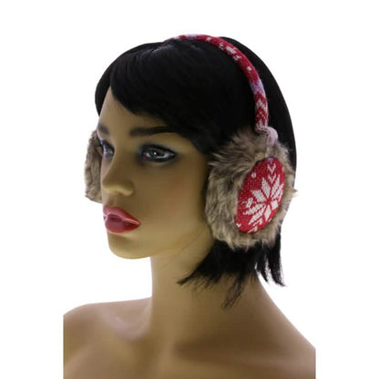 Snowflake Earmuffs with Fur Trim - A-1 Thread Vault