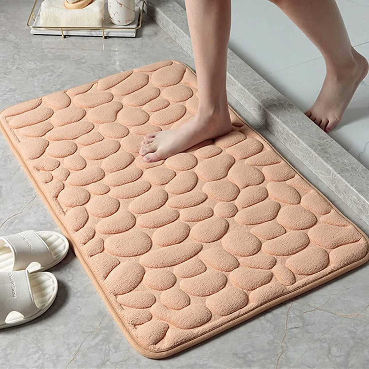 Soft Memory Foam Non Slip Cobblestone Embossing Bath Mat - A-1 Thread Vault