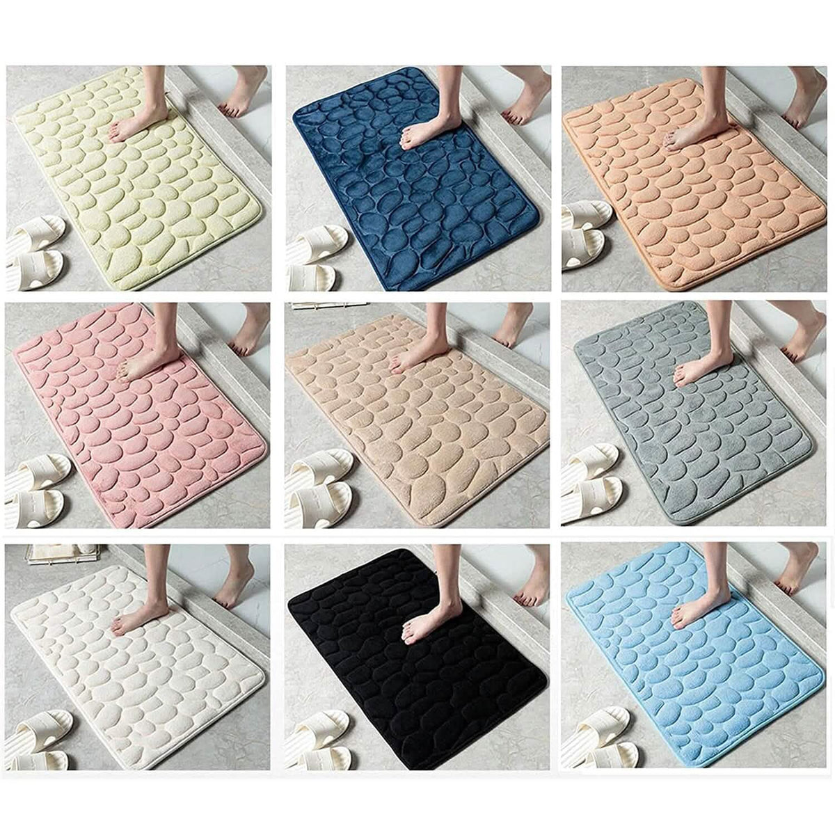 Soft Memory Foam Non Slip Cobblestone Embossing Bath Mat - A-1 Thread Vault