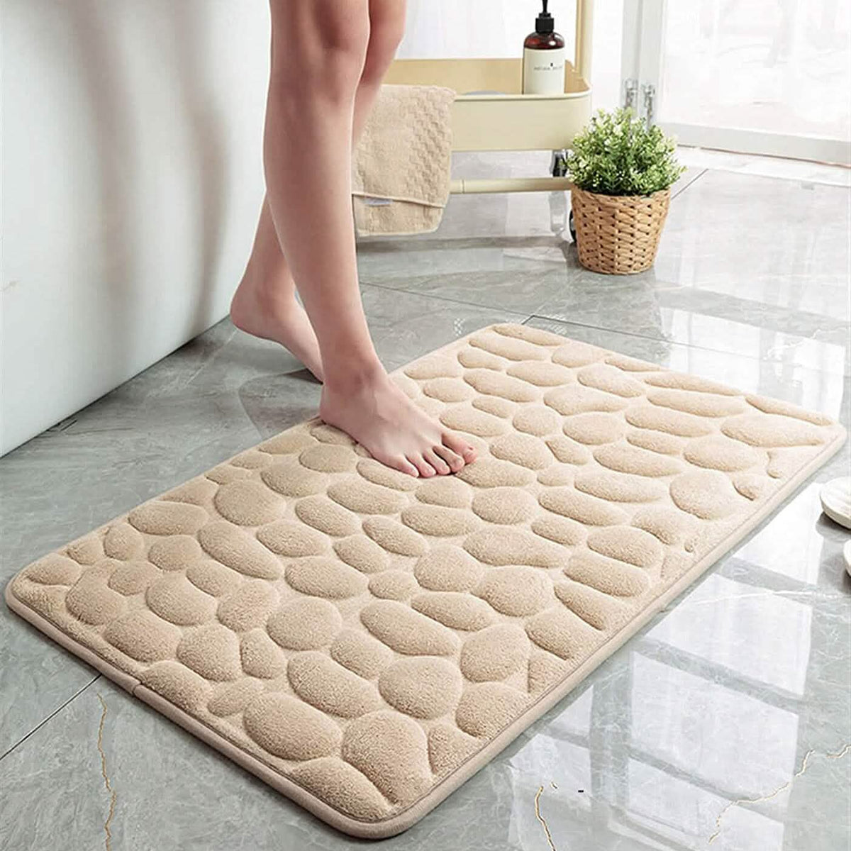 Soft Memory Foam Non Slip Cobblestone Embossing Bath Mat - A-1 Thread Vault