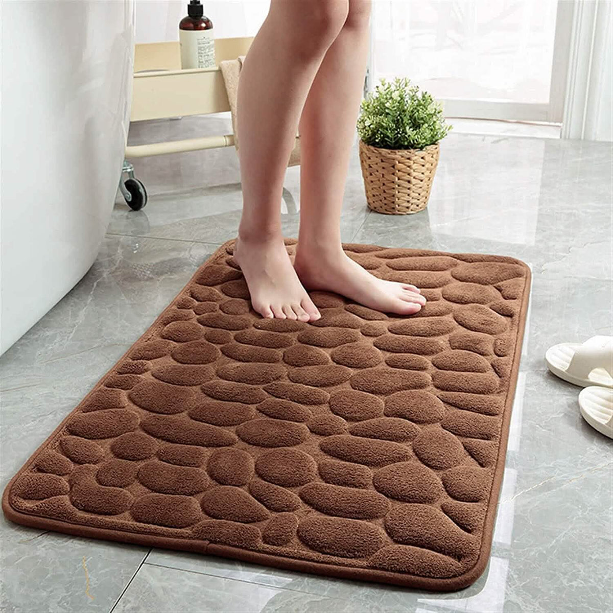 Soft Memory Foam Non Slip Cobblestone Embossing Bath Mat - A-1 Thread Vault