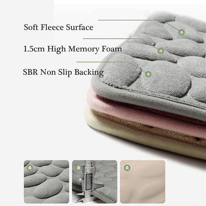 Soft Memory Foam Non Slip Cobblestone Embossing Bath Mat - A-1 Thread Vault