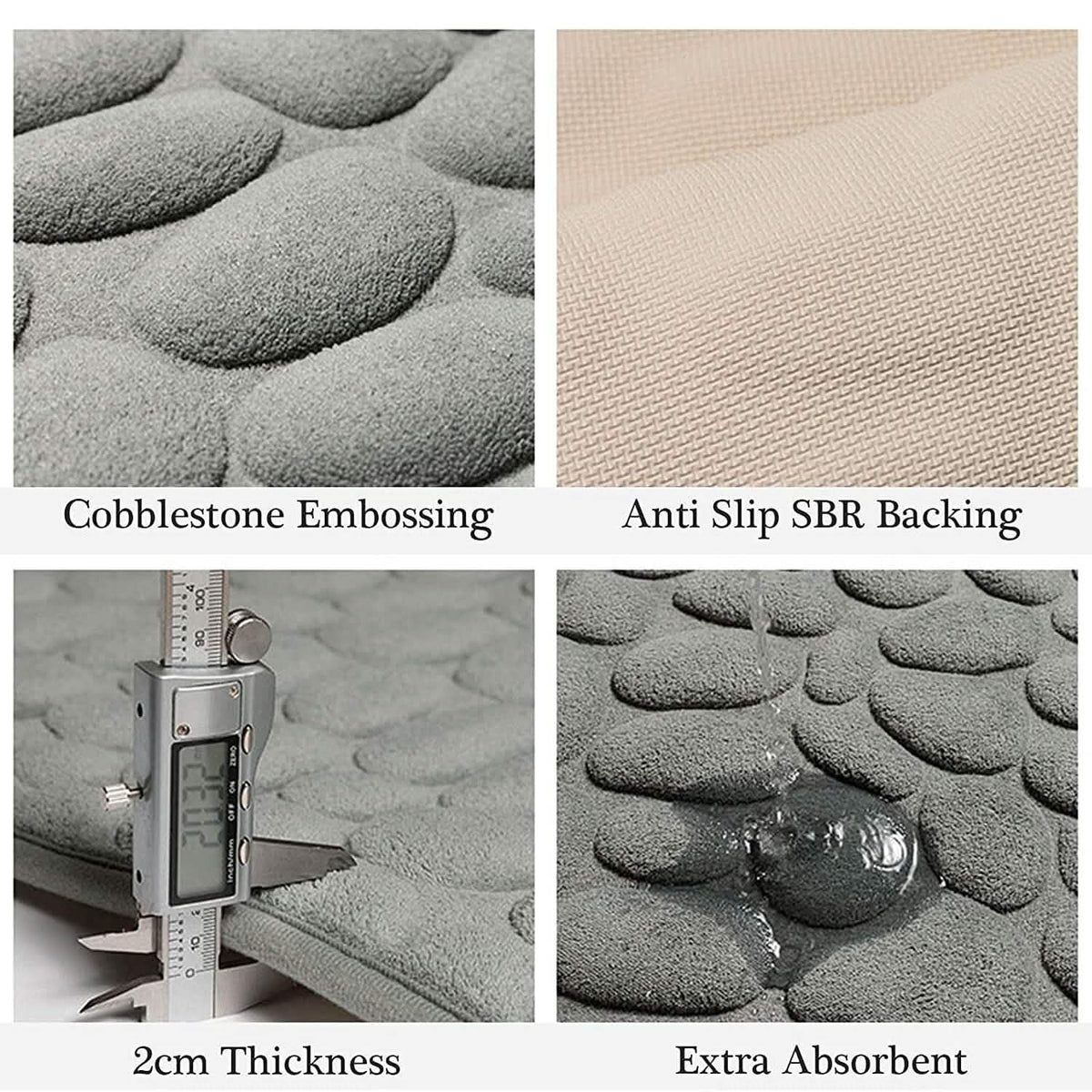 Soft Memory Foam Non Slip Cobblestone Embossing Bath Mat - A-1 Thread Vault