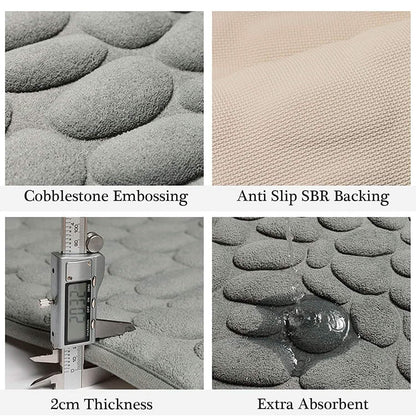 Soft Memory Foam Non Slip Cobblestone Embossing Bath Mat - A-1 Thread Vault