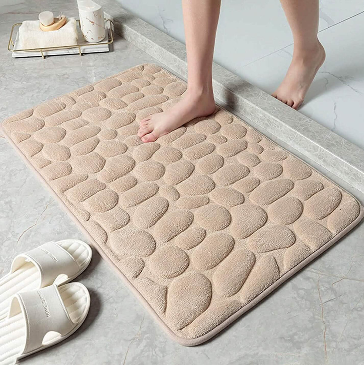 Soft Memory Foam Non Slip Cobblestone Embossing Bath Mat - A-1 Thread Vault