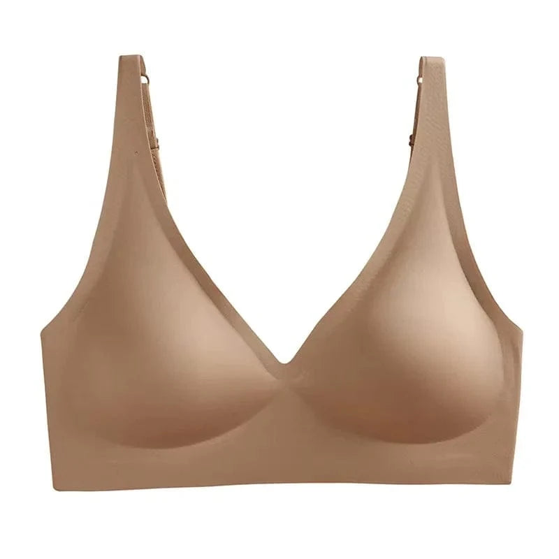 Soft Support Jelly Glue French Deep V Underwear Women's No Steel Ring Small Chest Gathered Comfortable Adjustment Seamless Bra - A-1 Thread Vault