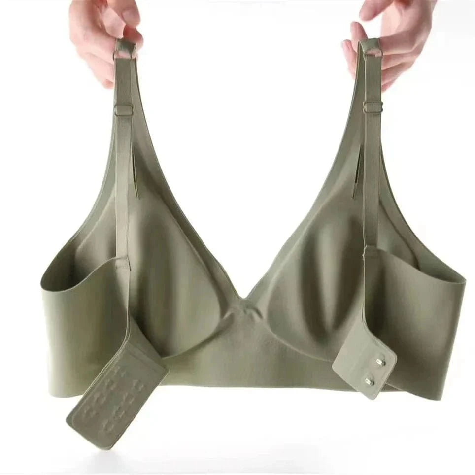 Soft Support Jelly Glue French Deep V Underwear Women's No Steel Ring Small Chest Gathered Comfortable Adjustment Seamless Bra - A-1 Thread Vault