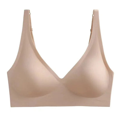 Soft Support Jelly Glue French Deep V Underwear Women's No Steel Ring Small Chest Gathered Comfortable Adjustment Seamless Bra - A-1 Thread Vault