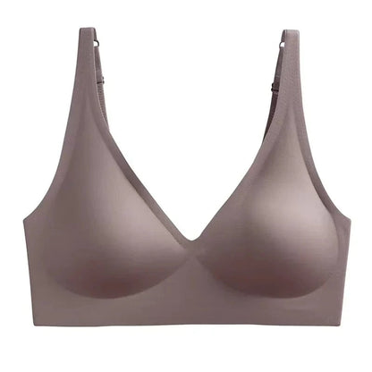 Soft Support Jelly Glue French Deep V Underwear Women's No Steel Ring Small Chest Gathered Comfortable Adjustment Seamless Bra - A-1 Thread Vault