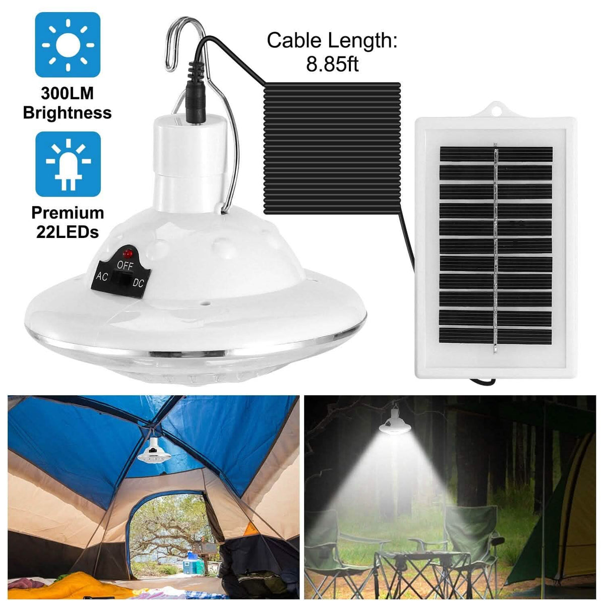 Solar Camping Light Hanging LED Bulb Lamp - A-1 Thread Vault