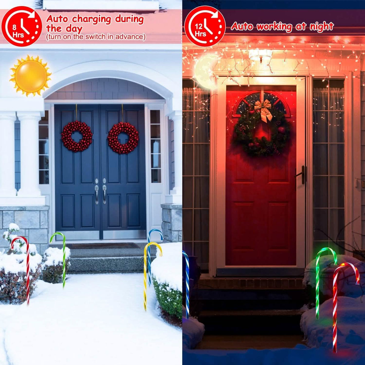 Solar Christmas Candy Cane Light IP55 Waterproof Stake Light - A-1 Thread Vault