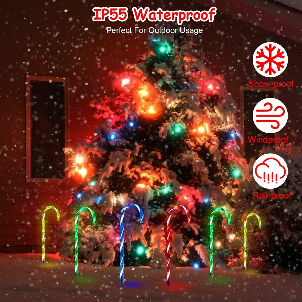 Solar Christmas Candy Cane Light IP55 Waterproof Stake Light - A-1 Thread Vault
